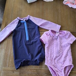Cat & Jack Navy and Lavender Kids Rashguard Set